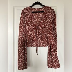 SHEIN Burgundy Floral Blouse
